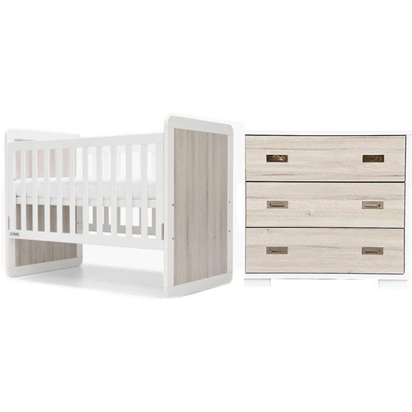 Load image into Gallery viewer, Sofia  Cot + Urban 3 Draw Chest with Chest top + Essentials Innerspring Mattress (130 x 69cm)
